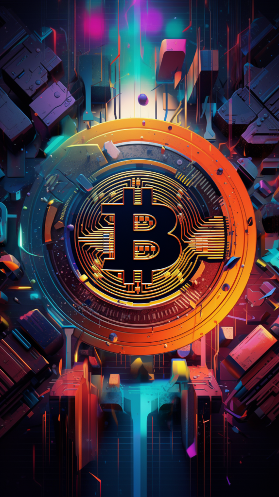 Bitcoin in modernen Farben als Symbol für den Krypto-Blog, generiert mit Midjourney